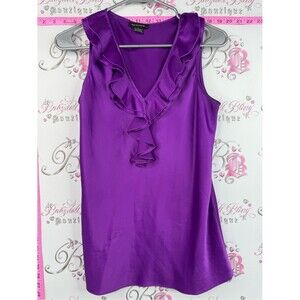 Spense tank top ruffles shiny ruffle Purple Ruffled V-Neck Sleeveless Tank